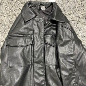 H&M crop faux leather coat